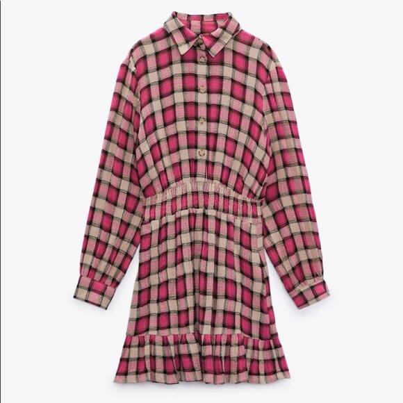 ZARA CHECK SHORT DRESS MULTICOLORED - Picture 4 of 6